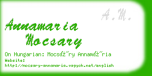 annamaria mocsary business card